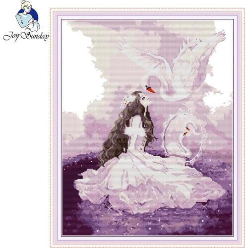 Beauty & Swan Printed Canvas 14CT Cross Stitch kit DIY Hand counted Needlework Embroidery Set DMC Cotton Thread Craft Home decor