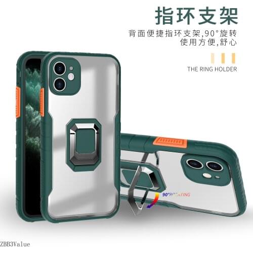 Magnet Phone-Case for iPhone 12 11 X XS Pro Max XR X Shockproof Cover For iPhone 8 7 6S 6 Plus Transparent Case With Holder Ring