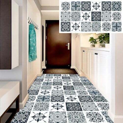 Retro Pattern Matte Tiles Sticker Transfers Covers For Kitchen Washbasin Home Renovation Floor Peel & Stick Waterproof Wallpaper