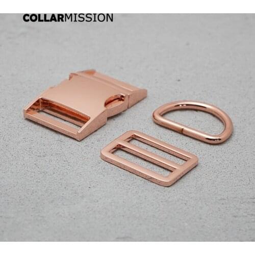 Metal buckle+Tri-Glid+D ring/set)Metal plated buckle for backpack DIY dog collar sewing Gun Black accessory premium quality