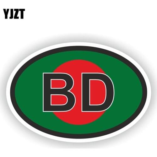 YJZT 10.2CM*6.8CM Accessories Bangladesh BD Country Code Car Sticker Decal 6-0415