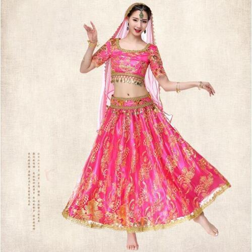New Bollywood India Oriental Dance Costumes Sexy Top+Belt+Skirt Professional Stage Performance Suits for Dancers BellyDance Wear