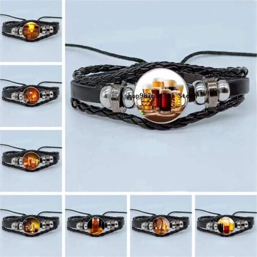 New beer glass bracelet cabochon ladies mens bracelet small jewelry souvenir beer bracelet party jewelry wholesale