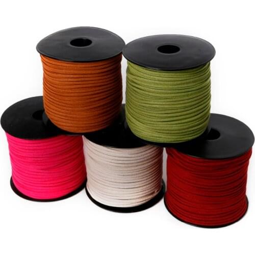 100Meter 3mm Flat Faux Suede Korean Velvet Leather Cord Bracelet Necklace Thread String Rope DIY Jewelry Findings