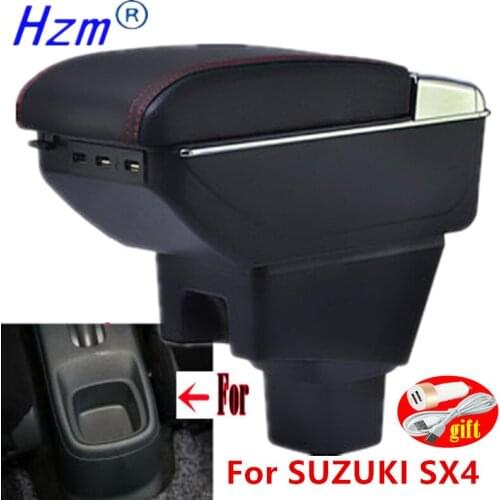 Arm Rest For Suzuki Sx4 2006-2018 Center Centre Console Storage Box Armrest Rotatable with USB LED 2007 2008 2009 2010 2011 2012