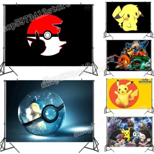 Pokemon Party Backdrop Pikachu Favors Birthday Decorations Children Room Wall Decor Anime Background Halloween Wedding Gifts
