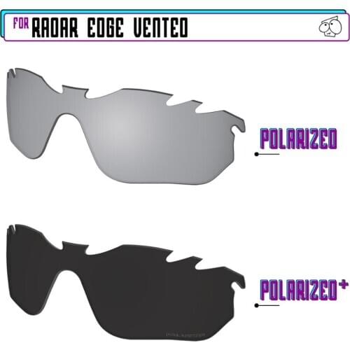 EZReplace Polarized Replacement Lenses for - Oakley Radar Edge Vented Sunglasses - BlackP Plus-Silver P
