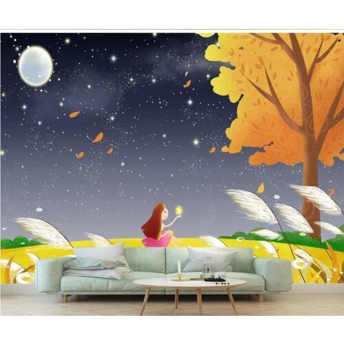 Custom photo wallpaper for walls 3 d Modern hand drawn golden autumn tree leaves TV background wall papers home decor