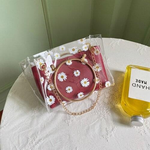 2020 Bag Female Summer and Autumn New Daisy Print Pattern Jelly Mother-in-law Bag Shoulder Portable Diagonal Female Bag