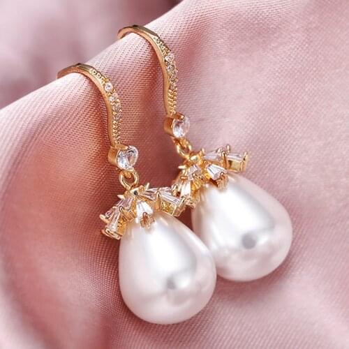 YOUHAOCC Gorgeous Earrings Simple Faux Pearl Earrings Fashion Ladies Earrings Retro Style Long Wild Earrings Pearl Jewelry