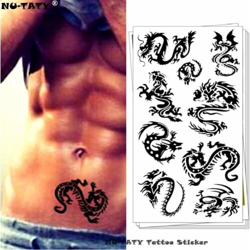 Nu-TATY Black Dragon Totem Temporary Tattoo Body Art Arm Flash Tattoo Stickers 17*10cm Waterproof Fake Henna Painless Tattoo