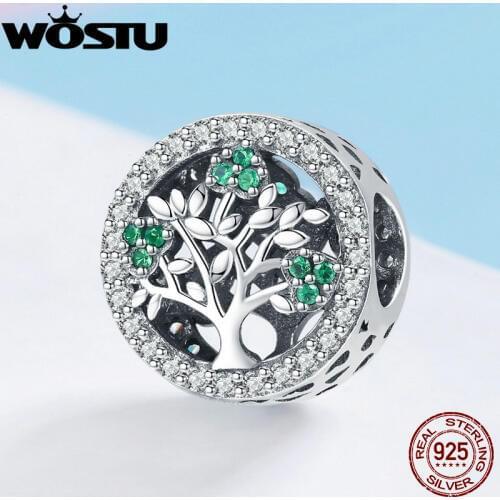 WOSTU Hot Sale 925 Sterling Silver Tree for life Charm Bead fit Luxury Brand Bracelet Fashion Silver Jewelry Gift FIC919