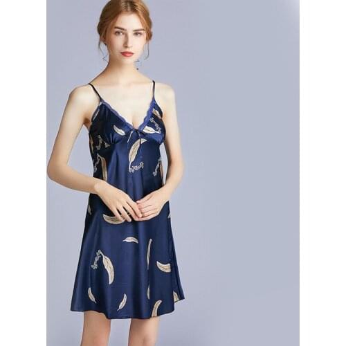 Ladies Sexy Silk Satin Night Dress Sleeveless Nighties V-neck Nightwear For Women Nightgown Nightdress Sleepwear