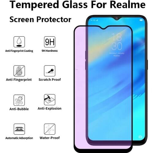 2Pcs Full Anti Blue Light Screen Protector For OPPO Realme X 2 Pro Tempered Glass Film For Realme Q