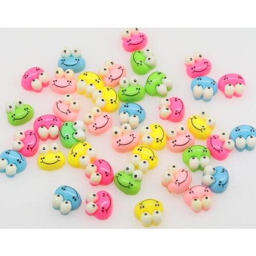 Set of 250pcs smiley green forg head little kawaii resin flatback cabochons (13x11mm) Cell phone decor, earrings accessory DIY