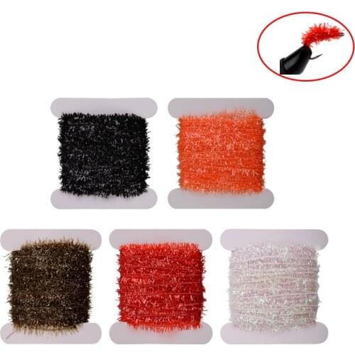 5pcs/lot Fly Tying line crystal flash with burr PE jig hook flying ties thread lines for fly fishing tying materials