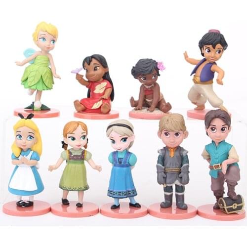 9pcs/set Princess Toys Snow White Cinderella Belle tinker bell Action Figure Toy Birthday Gifts 5-8cm