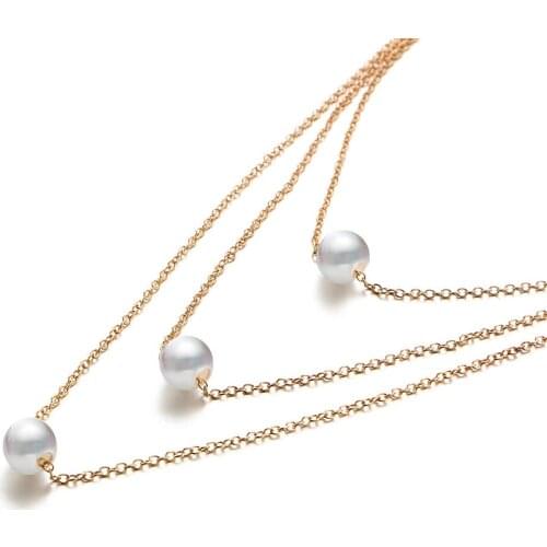 Boho Pearl Layered Necklace Dainty Simple Sandbeach Pendant Long Necklaces Jewelry for Women and Girls