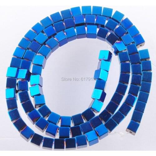 4mm Natural No magnetic Hematite Square Loose Spacer Beads Blue Ray Metallic Color Jewelry Making 15.5" TL3155