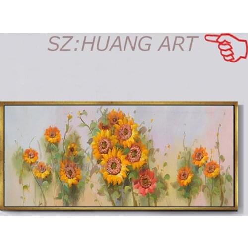 Home Decoration Acrylic Painting Artwork Hand Painted Canvas Sunflower Oil Painting Wall Palette Knife Paintings Wall Pictures