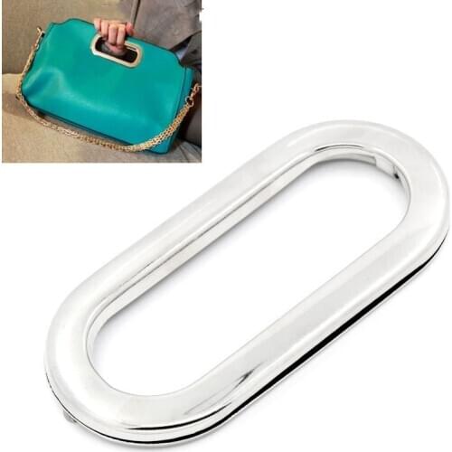 DoreenBeads Iron Alloy Purse Handbags Insert Handles Oval Silver Color Metal Handamde DIY Making Jewelry Findings,1PC