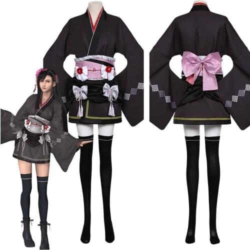 Final Fantasy VII Remake Tifa Lockhart Cosplay Costume Kimono Women Dress Outfits Halloween Carnival Costumes