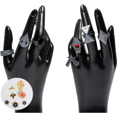 Genshin Impact Hutao Cosplay Game Accessories Rings Stage Property Ring Set Jewelry Project Characters Props Ring Xmas Gifts