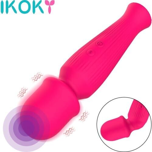 IKOKY Magic Wand Female Masturbator Stick Vibrators 10 Modes Strong Vibrating For Clitoris Vagina Nipples Sex Toys for Women