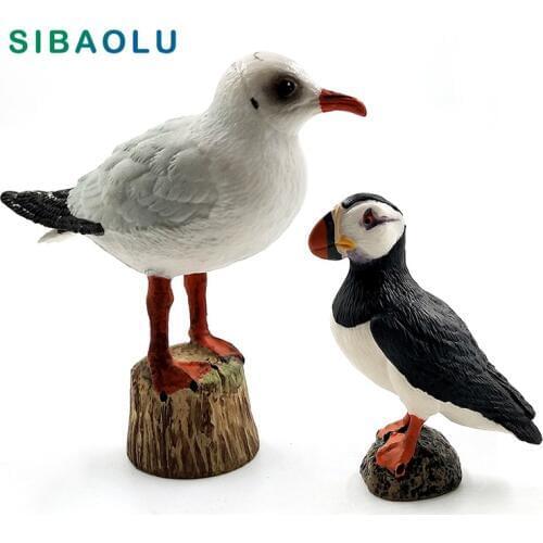 Artificial Seagull Puffin Sea bird Simulation Animal model PVC figurine home decor miniature fairy garden decoration accessories