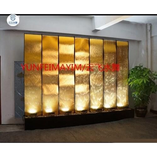 Customization:Gold acrylic water wall.Dance round cakes screen. Water screen. Water screen. Water curtain wall