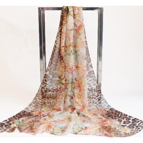 Leopard Long Soft Silk Chiffon Scarf Wrap Shawl Scarves Woman Lady Girls Female Bufanda Mujer