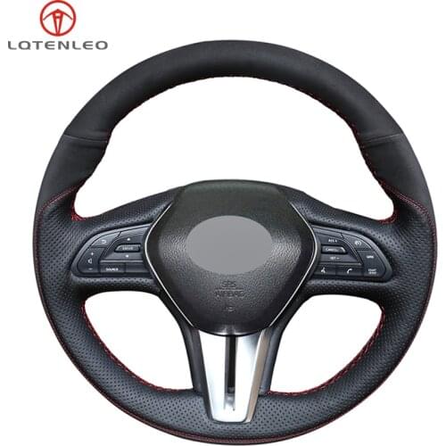 LQTENLEO Black Suede DIY Hand-stitched Car Steering Wheel Cover For Infiniti Q50 2017-2019 Q60 2015-2019 QX50 2018-2019