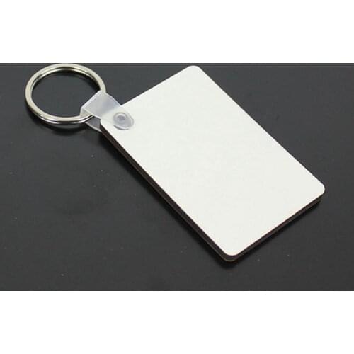 MDF Blank Key Chain Rectangle Sublimation Wooden Key Tags For Heat Press Transfer Photo Logo Single-sided Thermal Printing Gift