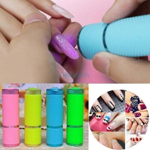 DHL 100PCS Mini Portable LED Nail Dryer Curing Lamp Flashlight Torch For UV Gel Nail Polish