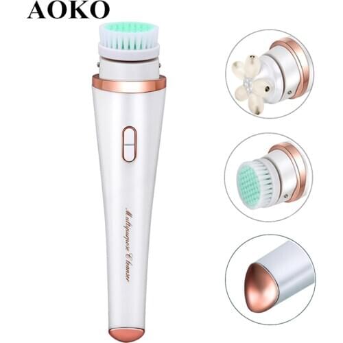AOKO Multifunction 360 Rotating Electric Facial Cleansing Brush Face Massager Heating Deep Pore Clean Face Cleaner Eye Skin Care