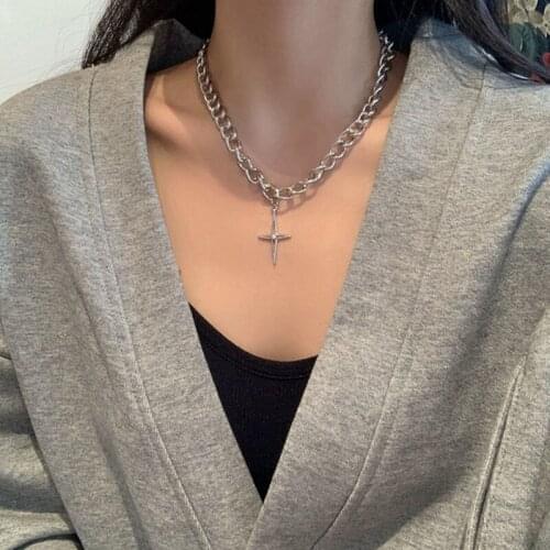Fashion Minimalist Casual Neck Chain Necklaces For Women Hiphop Cross Pendant Necklace Accessories Drop Shipping