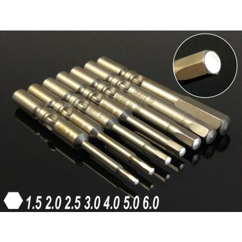 7Pcs Set 60MM Magnetic HEX Screwdriver Drill Bits Dia 6mm Round Shank Electric Screw Driver S2 Power Hand Tools For 802, 6C