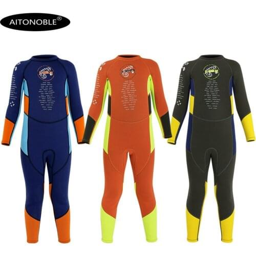 Aitonoble 2.5mm Neoprene Kids Diving Suit Boys Swimming Wetsuits Surfing Jumpsuit Dive Skin