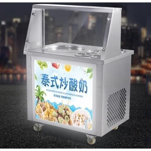 Stainless steel One Pan Fried ice cream roll machine pan Fry flat ice cream maker yoghourt fried ice cream machine 220v 1200w