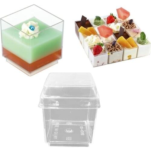 D08D 10pcs Disposable Dessert Cups with Lid Clear Plastic Mousse Cup for Pudding Appetizer Jelly Yogurt Event Party Kitchen
