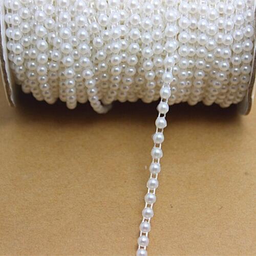 4mm 50m/roll Half Round Flatback Imitation Pearls Chain Resin ABS Jewelry Material For DIY Decoration