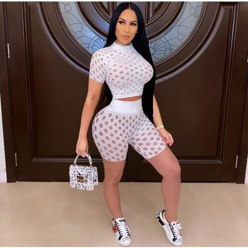 Casual Sport Suit Women Tracksuit 2 Piece Sets Womens Outfits Summer Crop Top Biker Shorts Sets Matching Sets Ensemble Femme