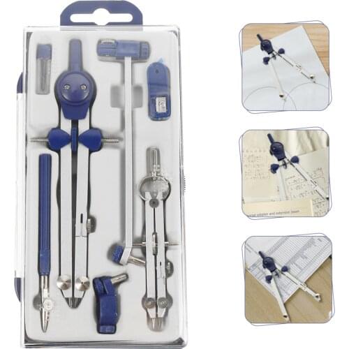 1 Set 7pcs Professional Drawing Compasses Practical Drafting Supplies (Blue)