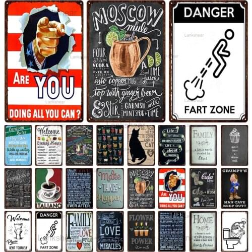 Retro Welcome Signs Metal Sign Family Rules Kitchen Rules Make Things Happy Tin Signs Home Room Decor Club Party Plaques 4Fr-4