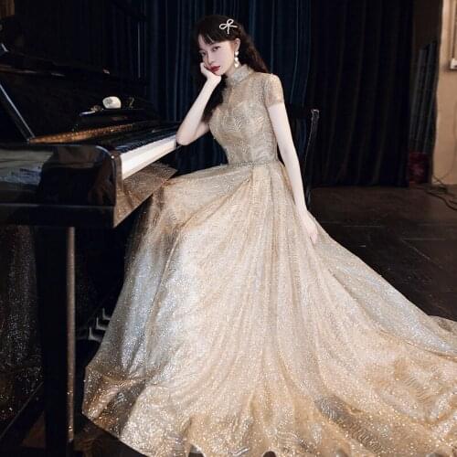 Luxury Banquet Evening Dress for Temperament Elegant and Usually Wearable Annual Meeting Birthday Party Evening Dress A343