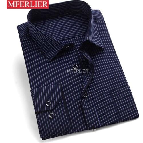 MFERLIER Autumn men shirts Plus size 6XL 7XL 8XL 10XL weight 50-155kg Long sleeve shirts men