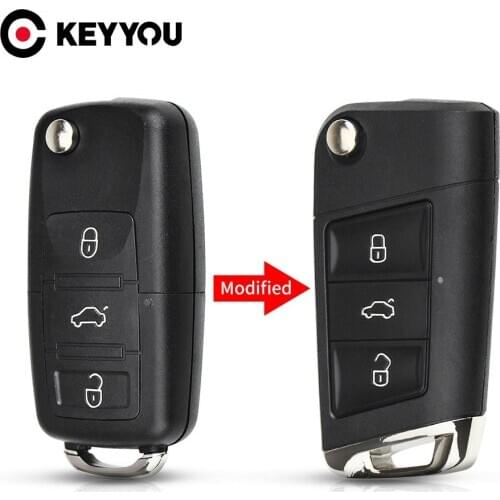 KEYYOU 10x 3 Buttons Folding Flip Remote Key Shell Cover With Blade for Volkswagen VW Golf 7 Jetta Passat Beetle Polo Bora