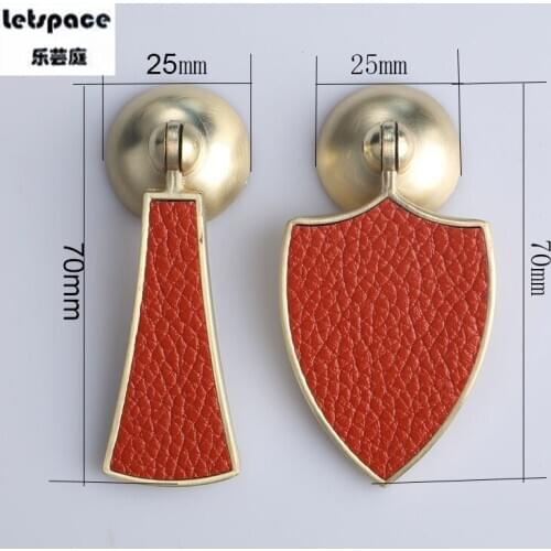 Modern simple fashion Leather pendant furniture door handle stain brass drawer shoe cabinet tv cabinet cupboard dresser knob