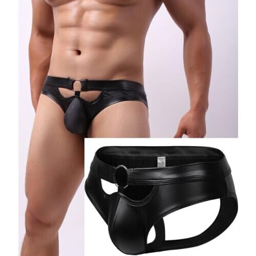 3pcs Men Soft PU Jockstrap Underwear Sexy Men bikini Gay underwear men thong g string homme Jockstrap mens briefs sexy Pantie