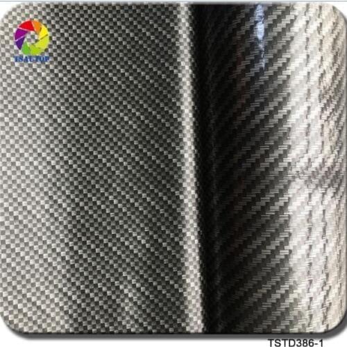 TSAUTOP 1*50m size TSTD386-1 Black wave carbon fiber water transfer film hydro dipping film